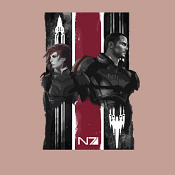 Свитшот хлопковый мужской Mass Effect N7 - Shepard, цвет: пыльно-розовый — фото 2