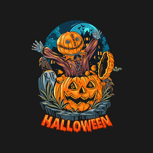 Мужской свитшот Halloween Scarecrow / Черный – фото 3