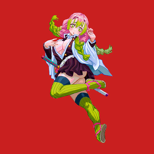 Мужской свитшот Мицури Канроджи - Клинок Демонов / Красный – фото 3