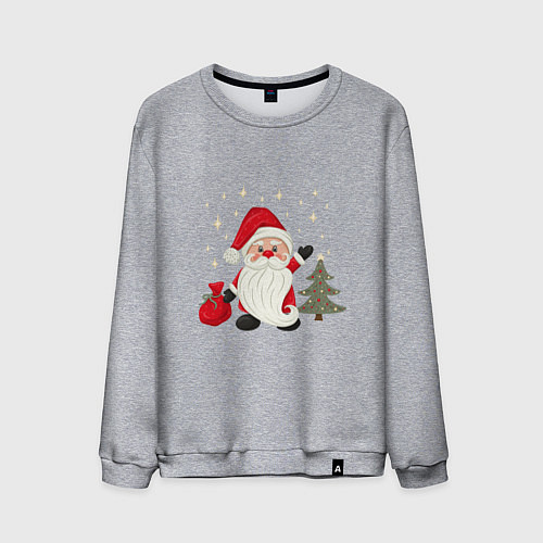 Мужской свитшот Дед Мороз с подарками Новый год / Меланж – фото 1