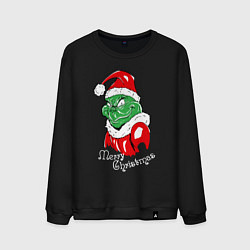 Свитшот хлопковый мужской Merry Christmas, Santa Claus Grinch, цвет: черный