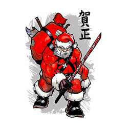 Свитшот хлопковый мужской Santa Claus - samurai with katana, цвет: белый — фото 2