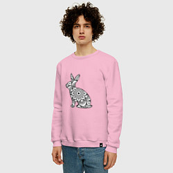Свитшот хлопковый мужской Узорный кролик, цвет: светло-розовый — фото 2