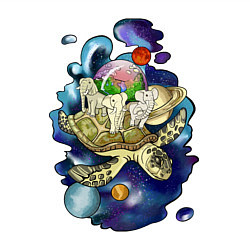 Свитшот хлопковый мужской Плоская земля - мир на черепахе, цвет: белый — фото 2