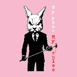 Свитшот хлопковый мужской My year - my rules, cruel rabbit, цвет: светло-розовый — фото 2