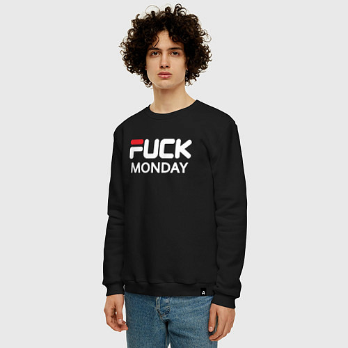 Мужской свитшот Fuck monday, fila, anti-brand / Черный – фото 3