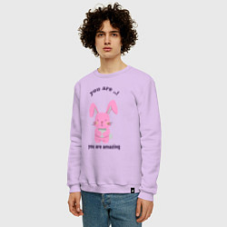 Свитшот хлопковый мужской Год розового кролика, цвет: лаванда — фото 2