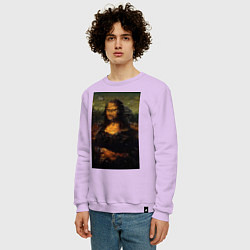 Свитшот хлопковый мужской Мона Лиза абстракция, цвет: лаванда — фото 2