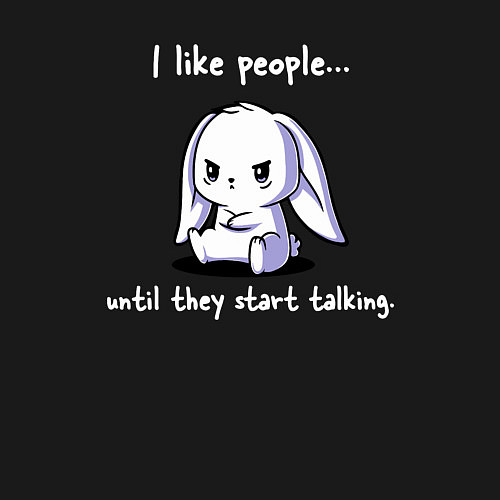 Мужской свитшот I like people rabbit / Черный – фото 3