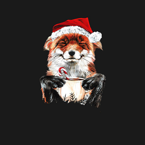 Мужской свитшот Christmas smile foxy / Черный – фото 3