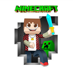 Свитшот хлопковый мужской Майнкрафт криппер, цвет: белый — фото 2