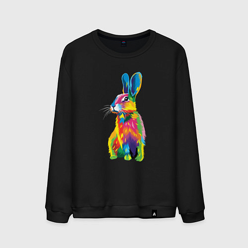 Мужской свитшот Кролик в стиле поп-арт / Черный – фото 1