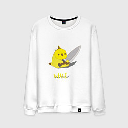 Свитшот хлопковый мужской Chicken with a knife, цвет: белый