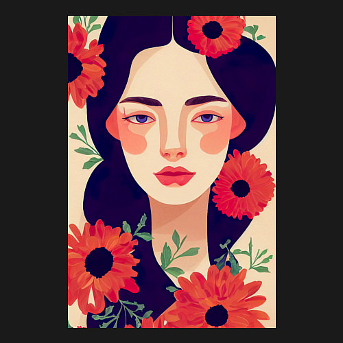 Мужской свитшот Романтичная девушка в цветах / Черный – фото 3