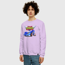 Свитшот хлопковый мужской Team Sonic racing - hedgehog, цвет: лаванда — фото 2