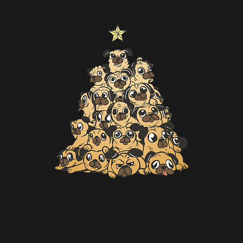 Мужской свитшот Новогодняя елка из мопсов / Черный – фото 3