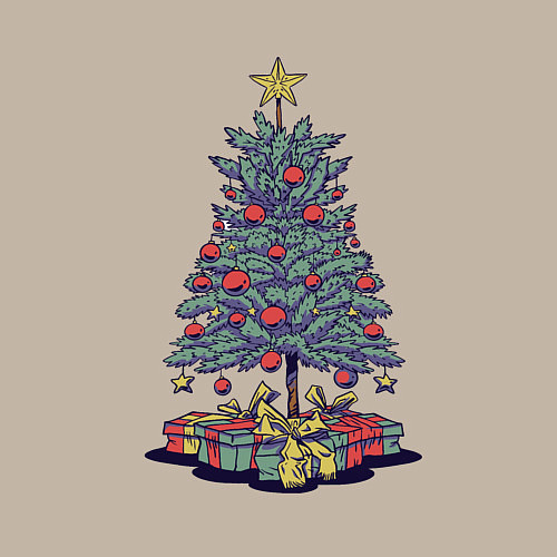 Мужской свитшот Новогодняя елка с подарками / Миндальный – фото 3