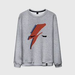 Свитшот хлопковый мужской Дэвид Боуи - молния, цвет: меланж