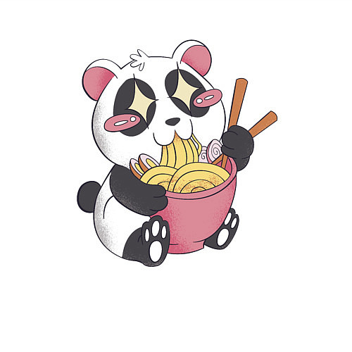 Мужской свитшот Каваи панда ест рамен / Белый – фото 3