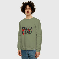 Свитшот хлопковый мужской Bella ciao, цвет: авокадо — фото 2