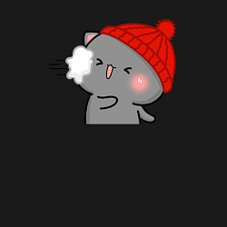 Свитшот хлопковый мужской Игра в снежки - серый котик, цвет: черный — фото 2