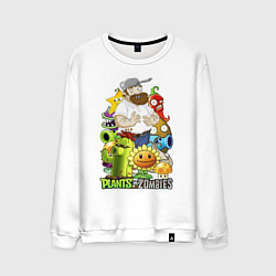 Свитшот хлопковый мужской Craaazy Dave plants, цвет: белый