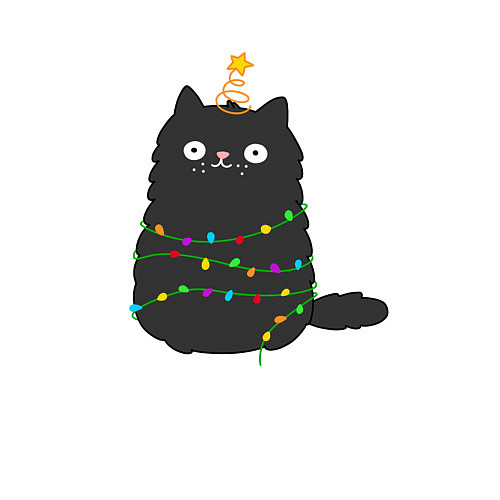 Мужской свитшот Котик притворился ёлочкой / Белый – фото 3