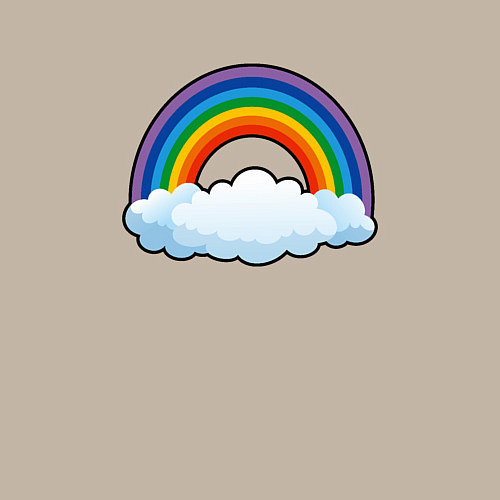 Мужской свитшот Мультяшная радуга с облаками / Миндальный – фото 3