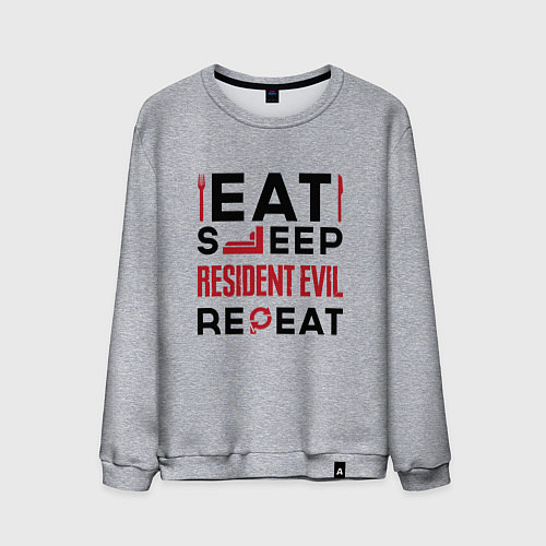 Мужской свитшот Надпись: eat sleep Resident Evil repeat / Меланж – фото 1
