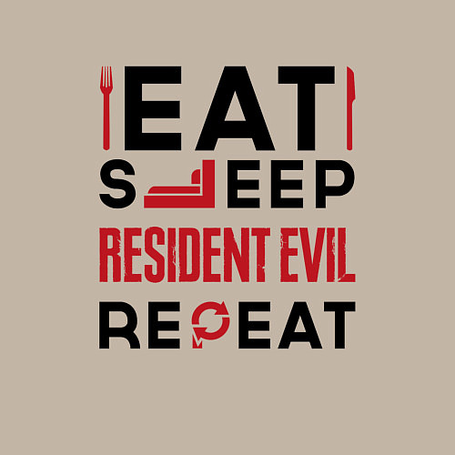 Мужской свитшот Надпись: eat sleep Resident Evil repeat / Миндальный – фото 3