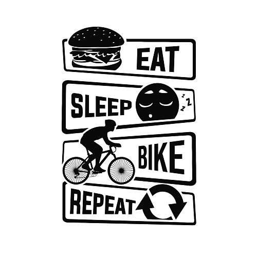Мужской свитшот Eat sleep bike repeat art / Белый – фото 3