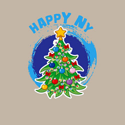 Свитшот хлопковый мужской Мультяшная новогодняя ёлка, цвет: миндальный — фото 2