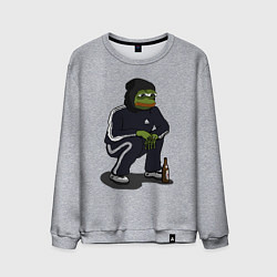 Свитшот хлопковый мужской Pepe gopnik meme, цвет: меланж