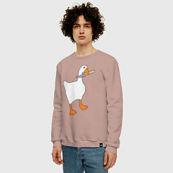 Свитшот хлопковый мужской Опасный гусь, цвет: пыльно-розовый — фото 2