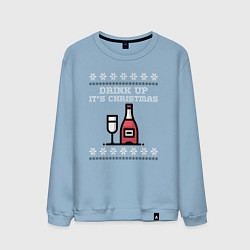 Свитшот хлопковый мужской Drink up its Christmas, цвет: мягкое небо