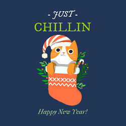 Свитшот хлопковый мужской Just chilling Happy New Year, цвет: тёмно-синий — фото 2