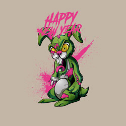 Свитшот хлопковый мужской Zombie rabbit New year, цвет: миндальный — фото 2