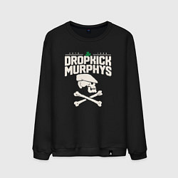 Свитшот хлопковый мужской Dropkick murphys панк рок группа череп в кепке, цвет: черный