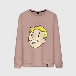 Свитшот хлопковый мужской Vault boy head, цвет: пыльно-розовый