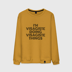 Свитшот хлопковый мужской Im visagiste doing visagiste things vintage, цвет: горчичный