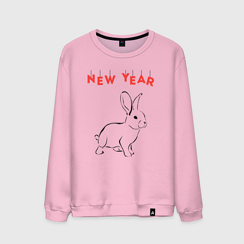 Мужской свитшот New year rabbit / Светло-розовый – фото 1