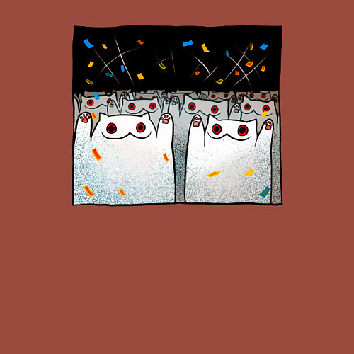 Мужской свитшот Мрачные коты празднуют / Кирпичный – фото 3