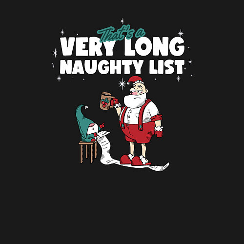 Мужской свитшот Its a very long naughty list / Черный – фото 3