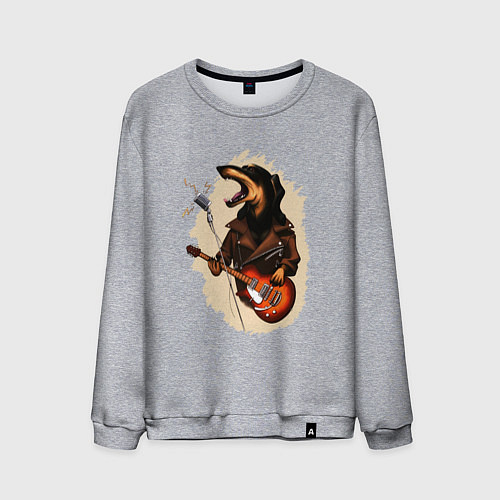 Мужской свитшот Такса рокер / Меланж – фото 1