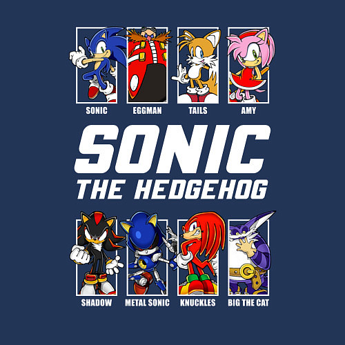 Мужской свитшот Соник персонажи / Тёмно-синий – фото 3
