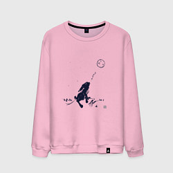 Свитшот хлопковый мужской Заяц воет на луну, цвет: светло-розовый