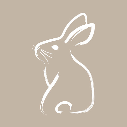 Мужской свитшот Кролик нарисованный японской кистью / Миндальный – фото 3