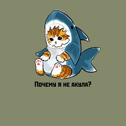 Свитшот хлопковый мужской Грустный котёнок в костюме акулы, цвет: авокадо — фото 2