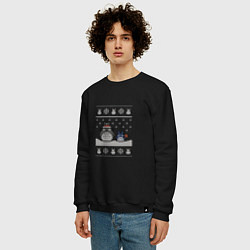 Свитшот хлопковый мужской Новогодние тоторики - ugly sweater, цвет: черный — фото 2