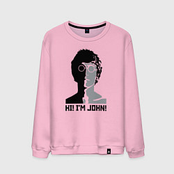 Свитшот хлопковый мужской Джон Леннон - портрет, цвет: светло-розовый